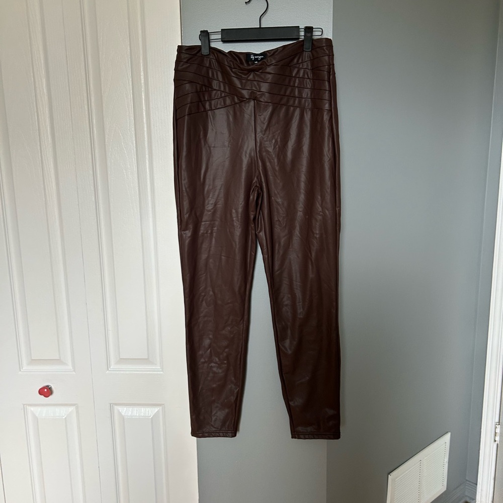 Brown Faux Leather Pants